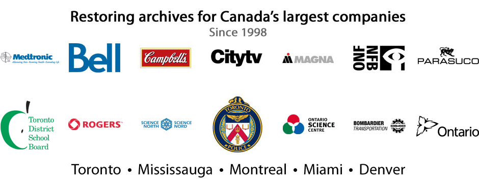 Some of our largest customers who have transfered film, video tapes, audio recordings, photos, slides and negatives.